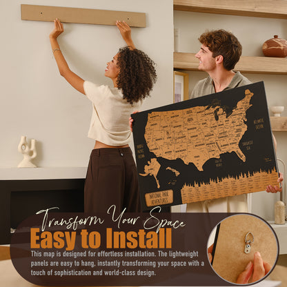 USA National Parks Push Pin Map – Black Cork Wooden Travel Map