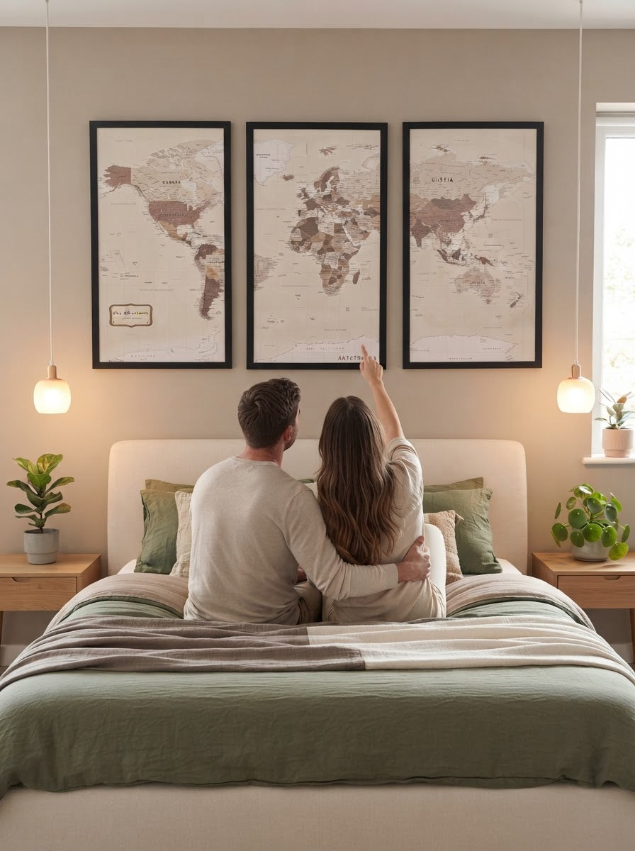 Framed 3d Wooden World Map - XL Beige Home Improvement - Photo 4