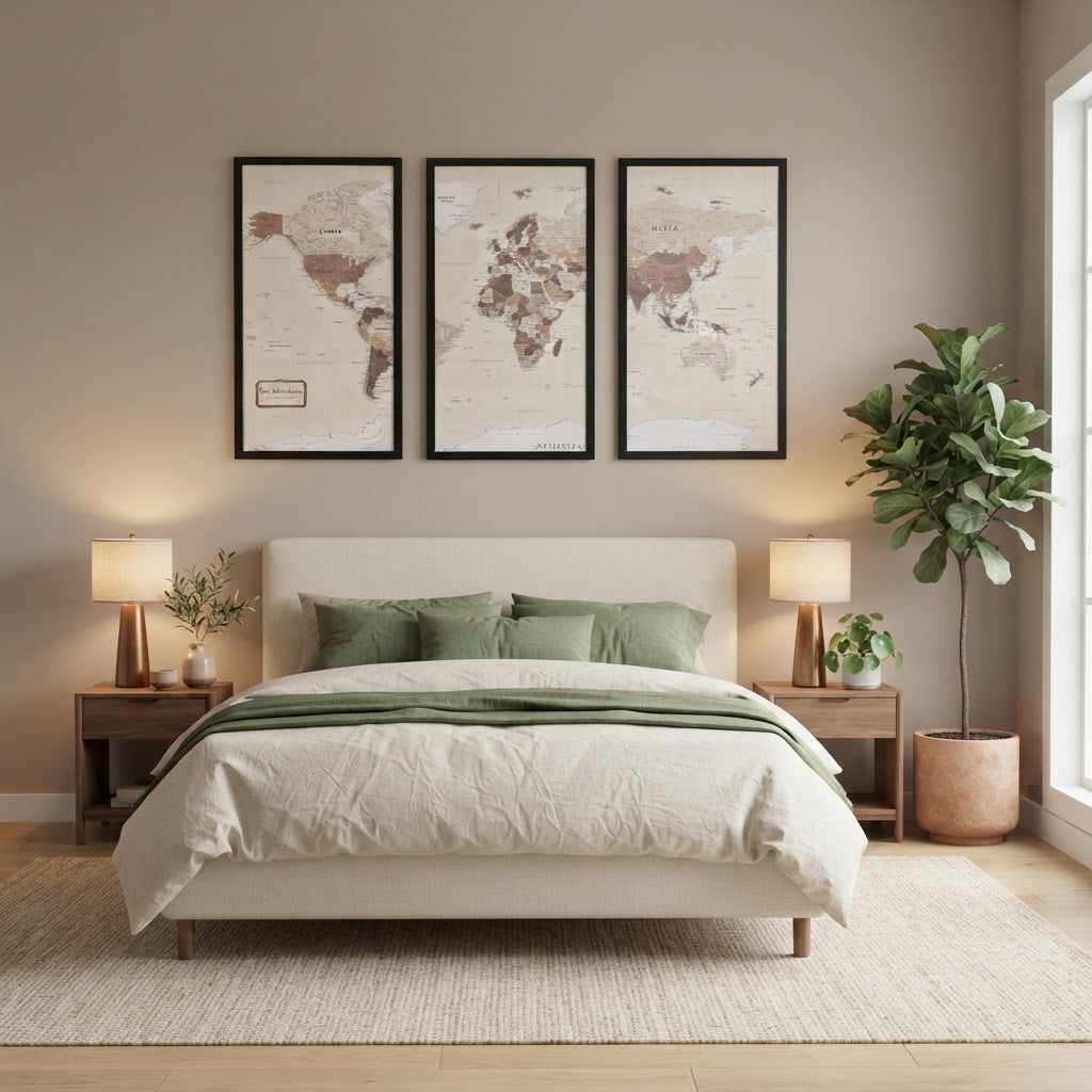 Framed 3d Wooden World Map - XL Beige Home Improvement - Photo 2