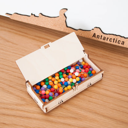 3D World Map Push Pin - M White-Grey Cork Wall Map
